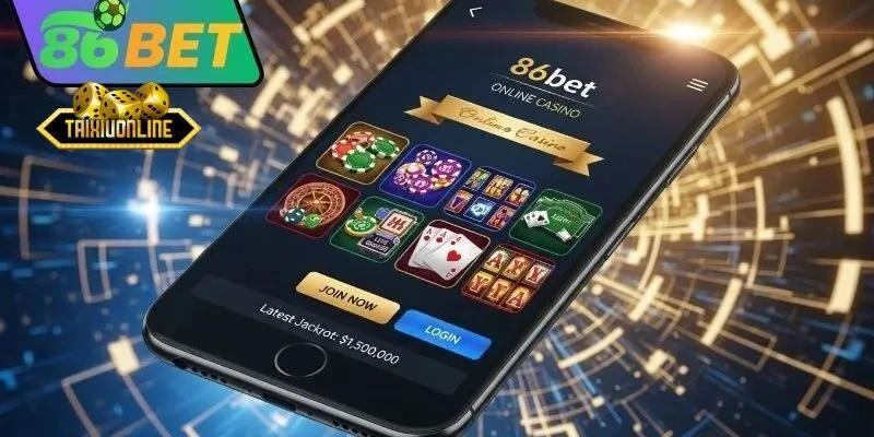 Giao diện của Tài xỉu 86bet nổi bật với màu xanh da trời và màu cam