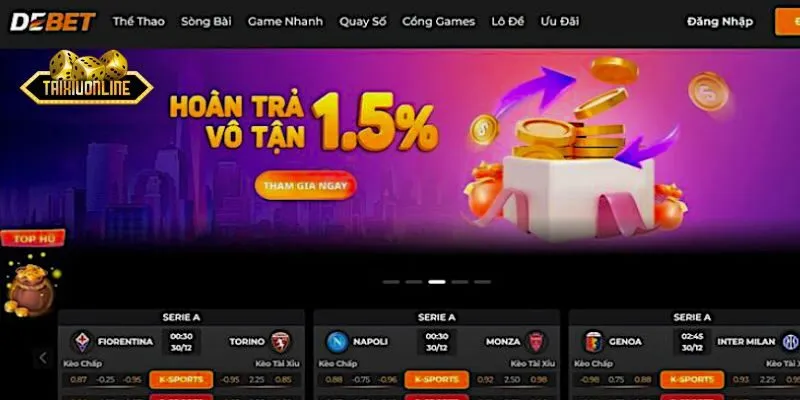 Tại Debet có vô số trò chơi hấp dẫn với khuyến mãi khủng